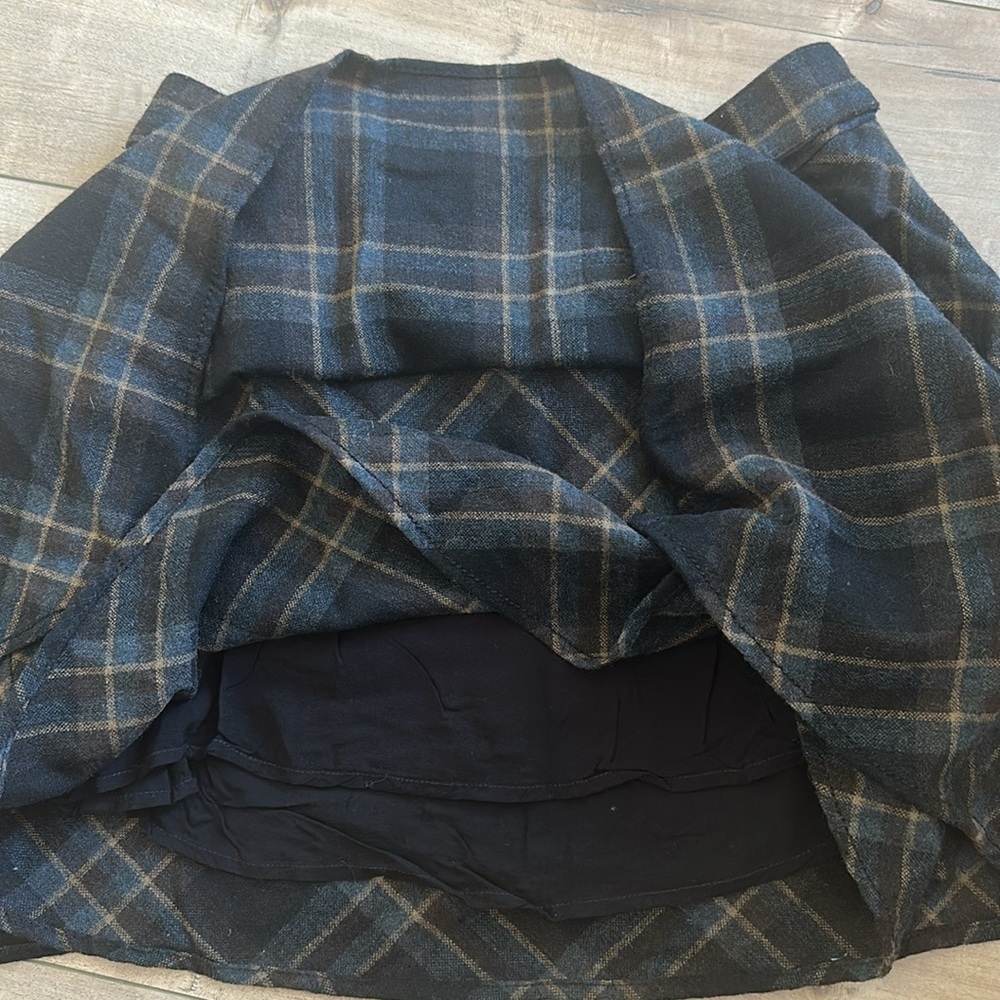 Free People Plaid Asymmetrical Mini Skirt Sz 0 - Picture 6 of 9